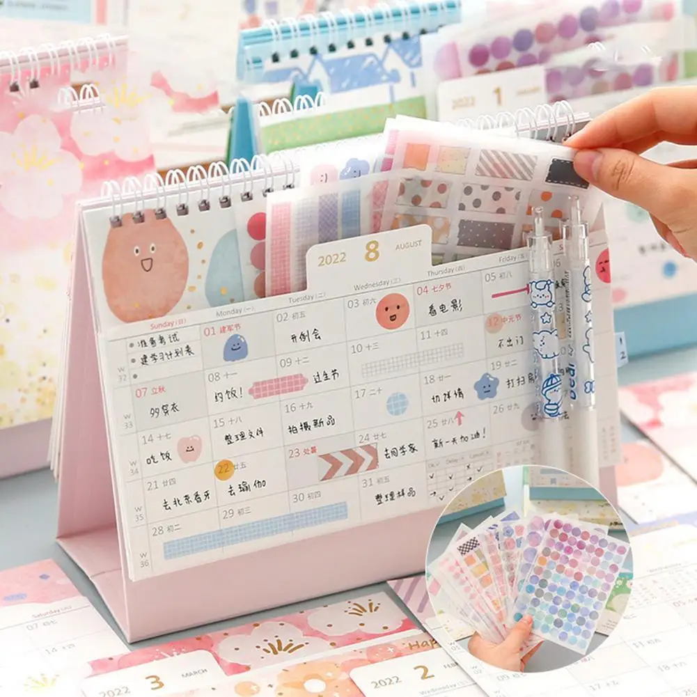 

2022 Creative Pocket Desk Calendar Table Organizer Planner Yearly Agenda Daily Schedule Desk Decoration School Office Supplies