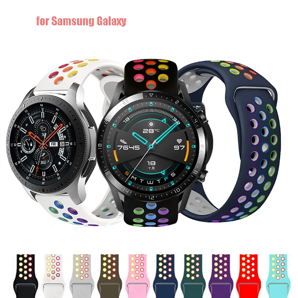 20mm/22mm watch band for Samsung Galaxy 3/46mm/42mm/Active 2/Gear S3 Frontier Silicone bracelet Huawei GT/GT2/2e/Pro strap - купить по