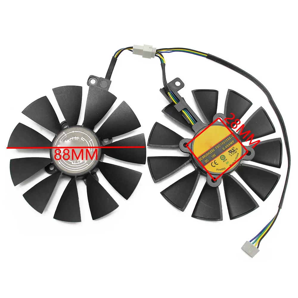 88 мм FDC10U12S9-C EX-RX570 GTX 1060/1070 DUAL охлаждающий вентилятор GPU для Охлаждения видеокарты