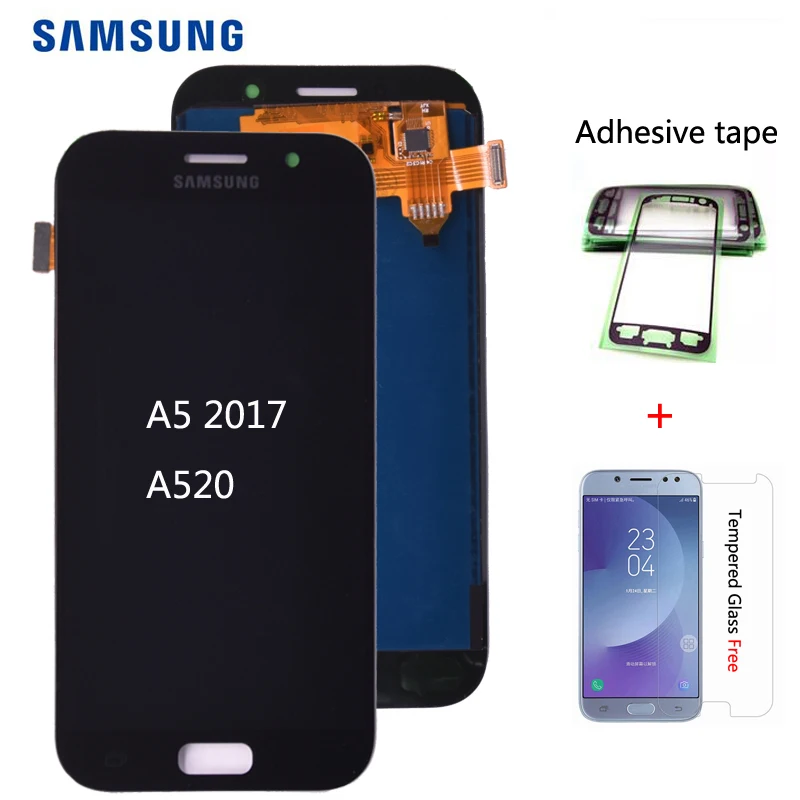 Для SAMSUNG GALAXY A5 2017 Duos A520 A520F A520K ЖК дисплей с кодирующий преобразователь сенсорного