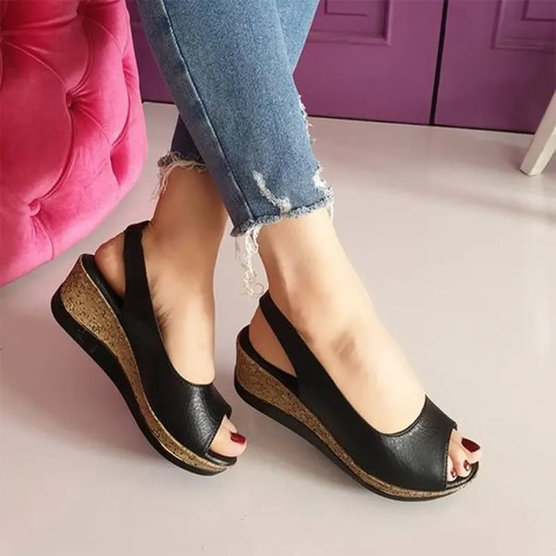 Женские летние босоножки туфли-лодочки на среднем каблуке Туфли-гладиаторы