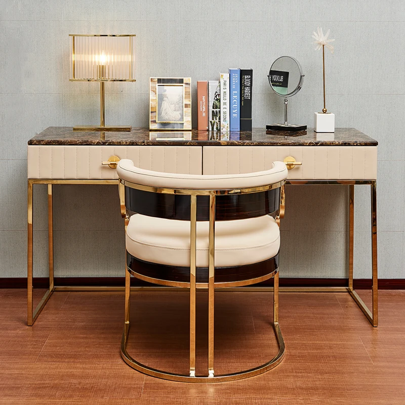 

Роскошные комод тумба для ТВ в спальне стол интегрированный кожа постмодернистские Простой Мраморный туалетный столик для Для женщин с 2 ящ...