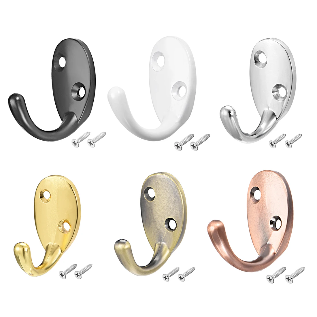 

1/4pcs Wall Mounted Hook Robe Hooks Single Coat Hanger Hanging Zinc Alloy White/Black/Silver/Gold/Bronze/Copper