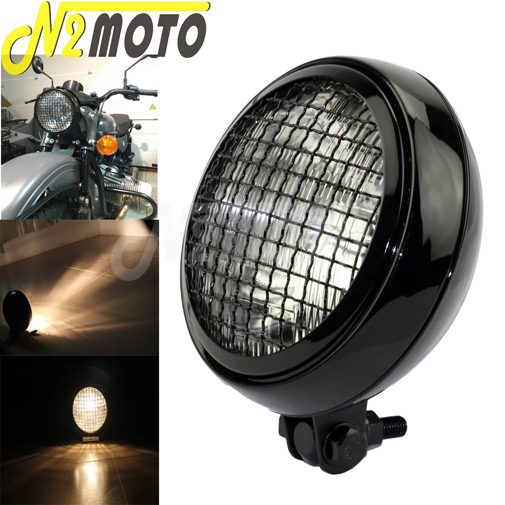 

Сетчатая фара с прозрачными линзами 5,75 дюйма, ретро освещение для мотоцикла, передняя фара с высоким и ближним светом, установка на дне, унив...