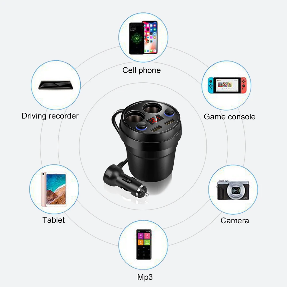 AsperX зарядных порта USB для автомобиля лихтера сигареты сплиттер сигарет розетка