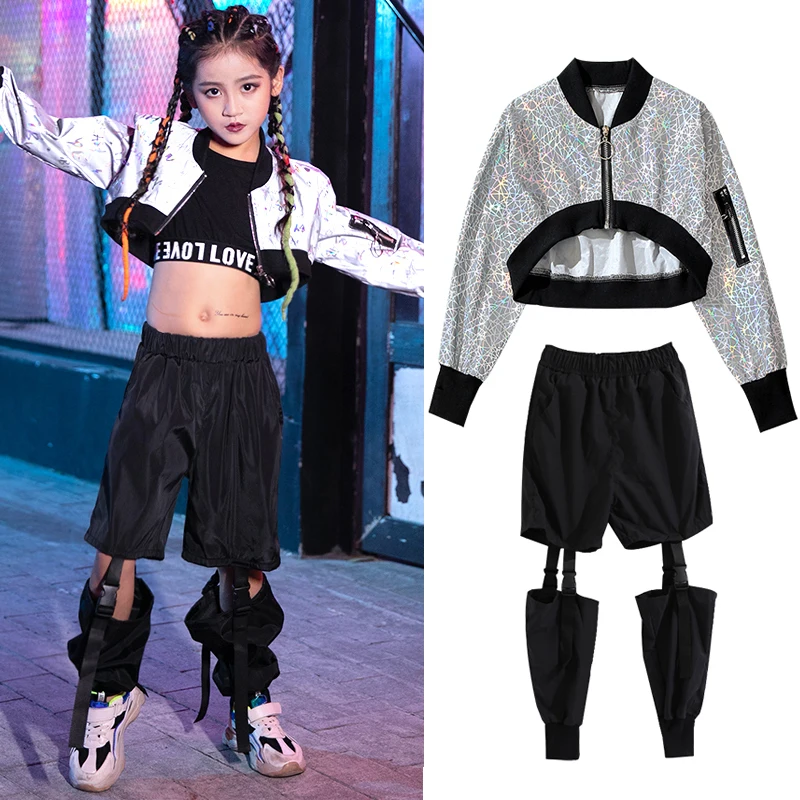 Детская Светоотражающая куртка в стиле хип хоп модный костюм для джазовых танцев