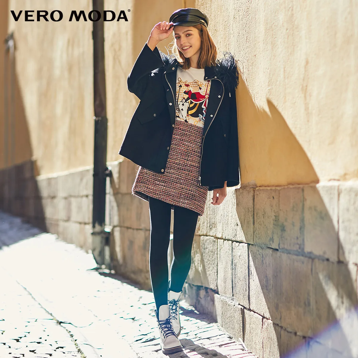 Vero Moda Женское пальто из овечьей шерсти с воротником страуса | 319327548|Женские