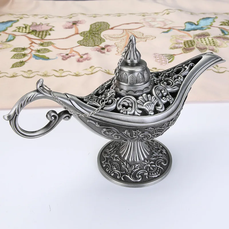 Middle East Aladin Lamp Figurine Magic Lamp Teapot Arab Home Decoration Accessories Gold Plated Enamel Metal Lamp Ornament