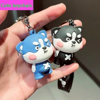 key pendant cute puppies leather bag car plastic soft rubber doll key ring keychain accessories jewelry festivals gift