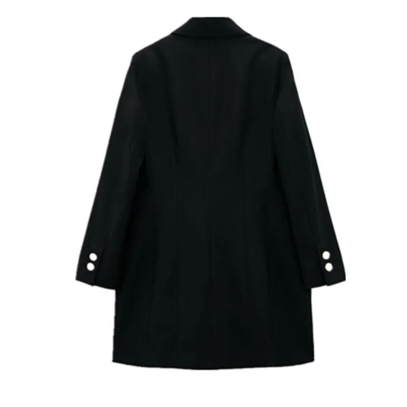 

Work Style Ol Notched Women Dress Spring 2021 Single Metal Button Pockets Design Vestidos De Mujer High Waist Slim A-line Suit