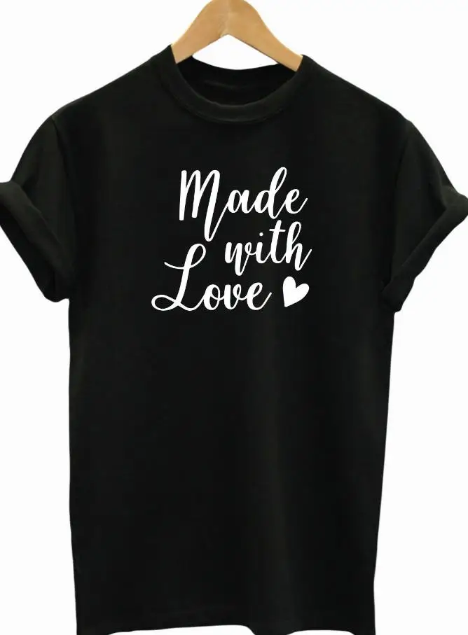 Сделанная с любовью женская футболка Heaert, повседневная женская футболка, хипстерская забавная футболка для леди, Yong, Женский Топ, футболка, Прямая поставка, Женский Топ