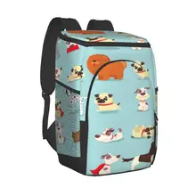 Protable Insulated Thermal Cooler Waterproof Lunch Bag Cartoon Breeds Of Dog Picnic Camping Backpack Double Shoulder Wine Bag