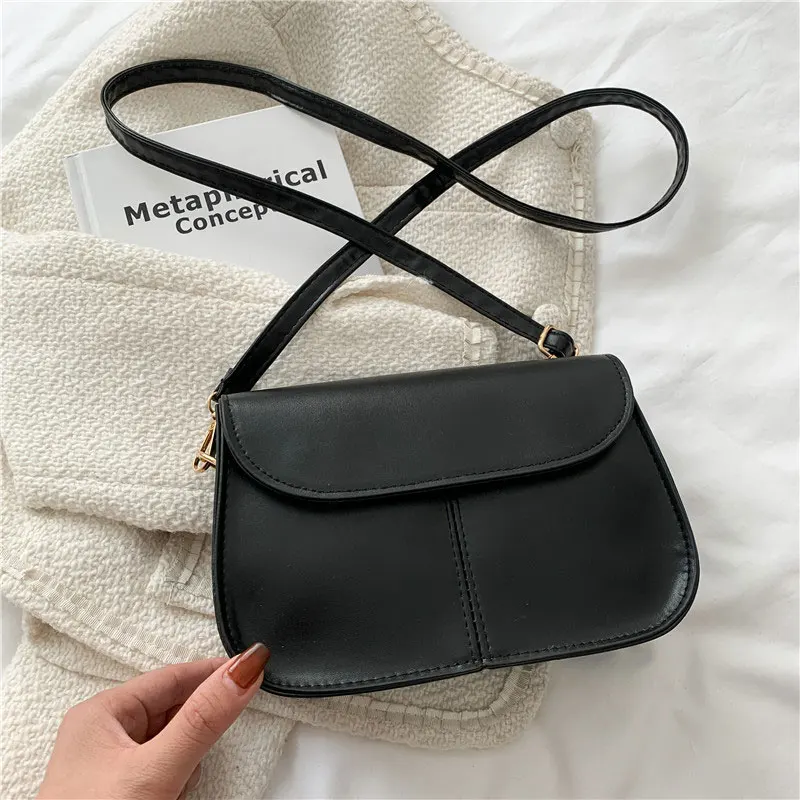 

Trend Simple Style Shoulder Bag For Women Soft Leather Female Crossbody Bag Casual Solid Color Ladies Saddle Bag Purses