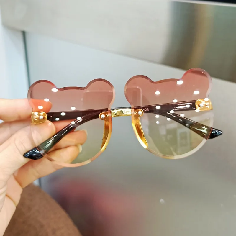 

Cartoon Cute Kids Sunglasses Bear Shape Frame Girls Children Sun Glasses Round Baby Boy Eyeglasses Ourdoor Anti-blue Glasses