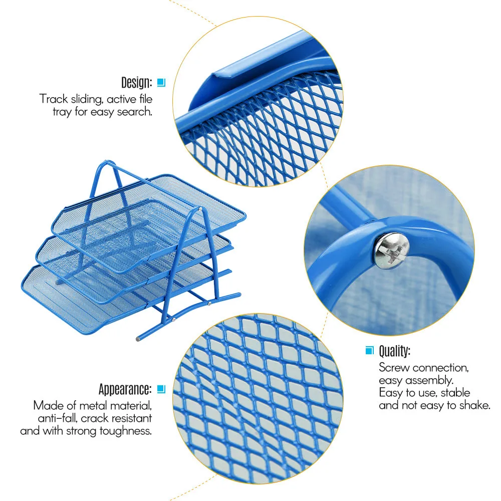 3 уровневый металлический сетчатый лоток для документов букв бумаги сортировщик