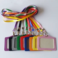 pu leather name credit card holder neck strap with lanyard badge holder staff id card bus id holders badge holder