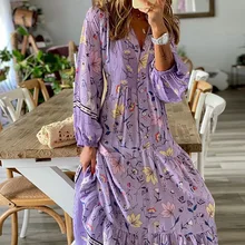 Boho Chic Long Dress Floral New Bohemian Hippie Clothing 2021 Women Maxi Rope (4)