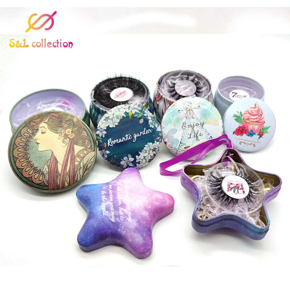 

New Colorful eyelash Gift Box Round Shape Candy Mink Eyelash Women's Jewelry Storage Box Steel Sweet Packaging Gift Box