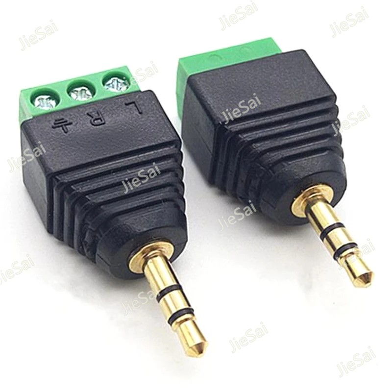 

2pcs Gold-Plated 3.5mm Stereo 3 Section Male Plug to Terminal Audio Headphone Connector Converter No Welding Required