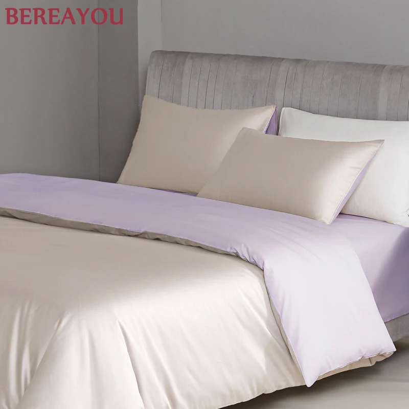 Постельное белье в скандинавском стиле хлопковое атласное Роскошное однотонное