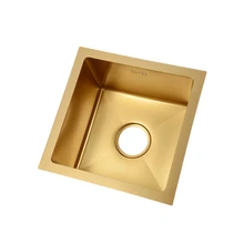 17.7 Undermount Kitchen Sink Without Faucet ,Single Bowl Stainless Steel Brushed Gold Sink with Drainer Basket and Accessories
