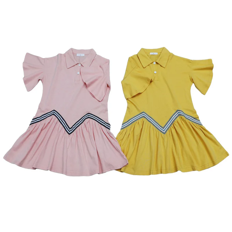 

5 to 17 Years Girls Shirt Dress 2022 Children Summer Dress New Flare Sleeve Ruffles Toddler Knit Dress Baby Leisure Dress,#5585
