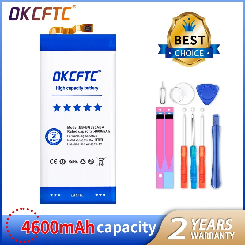 

OKCFTC Original Replacement Battery EB-BG890ABA For Samsung Galaxy S6 Active G890A G870A Authentic Phone Battery 4600mAh