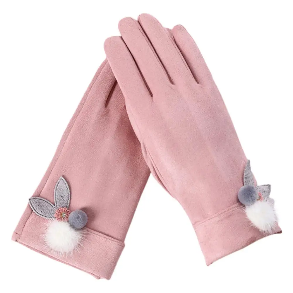 Женские зимние теплые перчатки ветрозащитные с сенсорным экраном однослойные