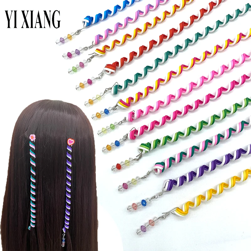 

12PCS Beach Series Cartoon Headband Girl's Clay With Crystal Hair Accessories Passion Twist Headwear Twist Braid Given As A Gift
