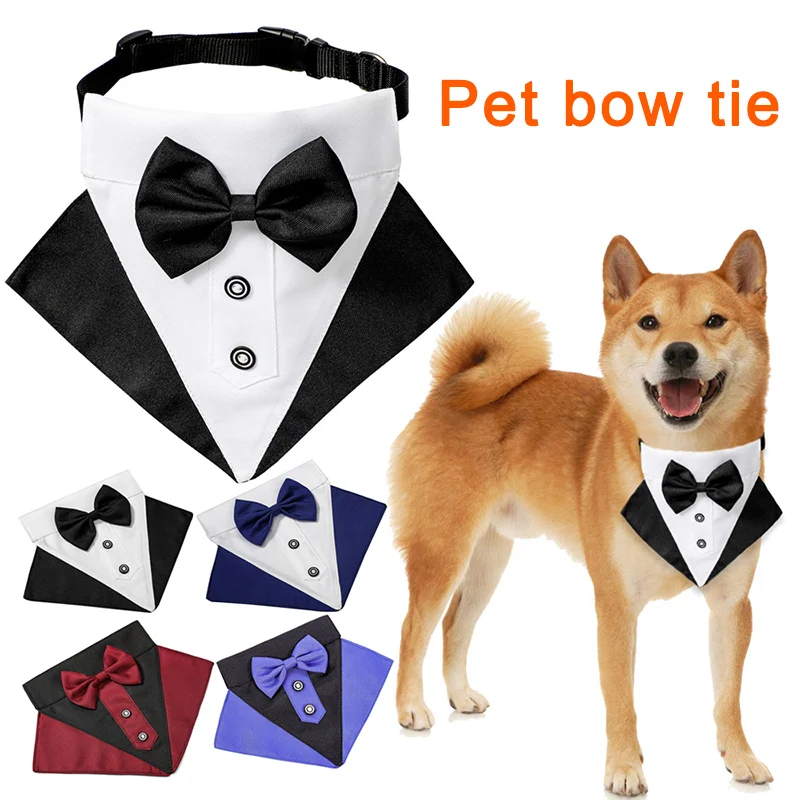 

Pet Dog Bow Tie Collar Pure Cotton Saliva Towel Dog Collar Triangular Scarf British Style Pet Clothes Dog Accessories LBSh