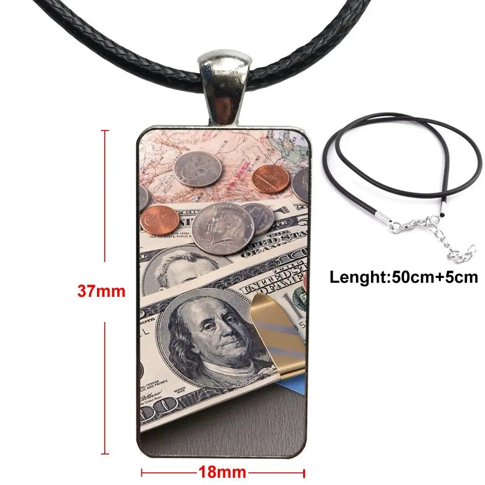 

Bitcoin Diy Luxury High-End Glass Cabochon Pendant Necklace Rectangle Fashion Necklace For Women Christmas Gift