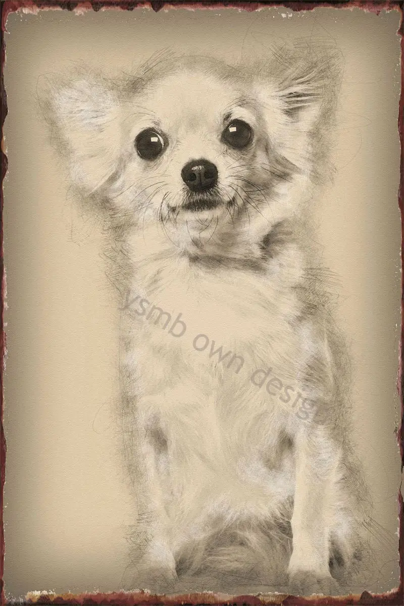 

Винтажный металлический знак Чихуахуа сидячий и выглядящий, жестяные таблички, Настенный декор в стиле ретро для художественной мужской пе...