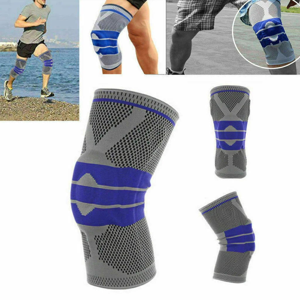 Silicone Spring Full Knee Brace Strap Patella Medial Support Strong Meniscus Compression Protection Sport Pads Running Basket  Спорт