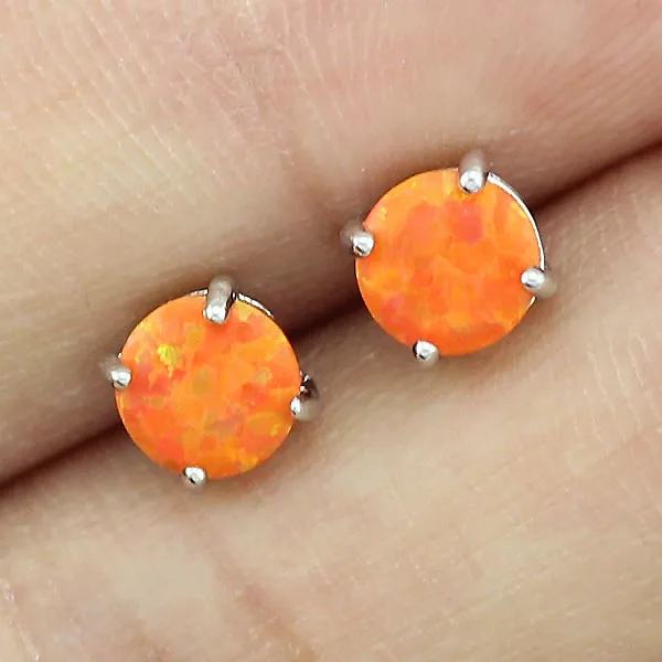 

Amazing Color Orange Fire Opal Stud Earrings for Women OE54