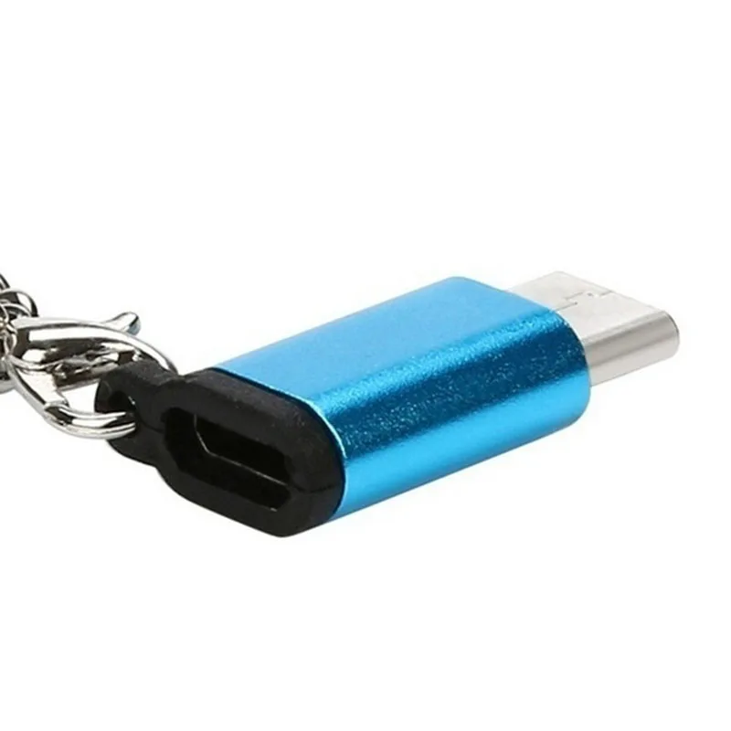 1 шт. Тип C адаптер USB-C к Micro USB с цепочкой для ключей Алюминий сплав Универсальный