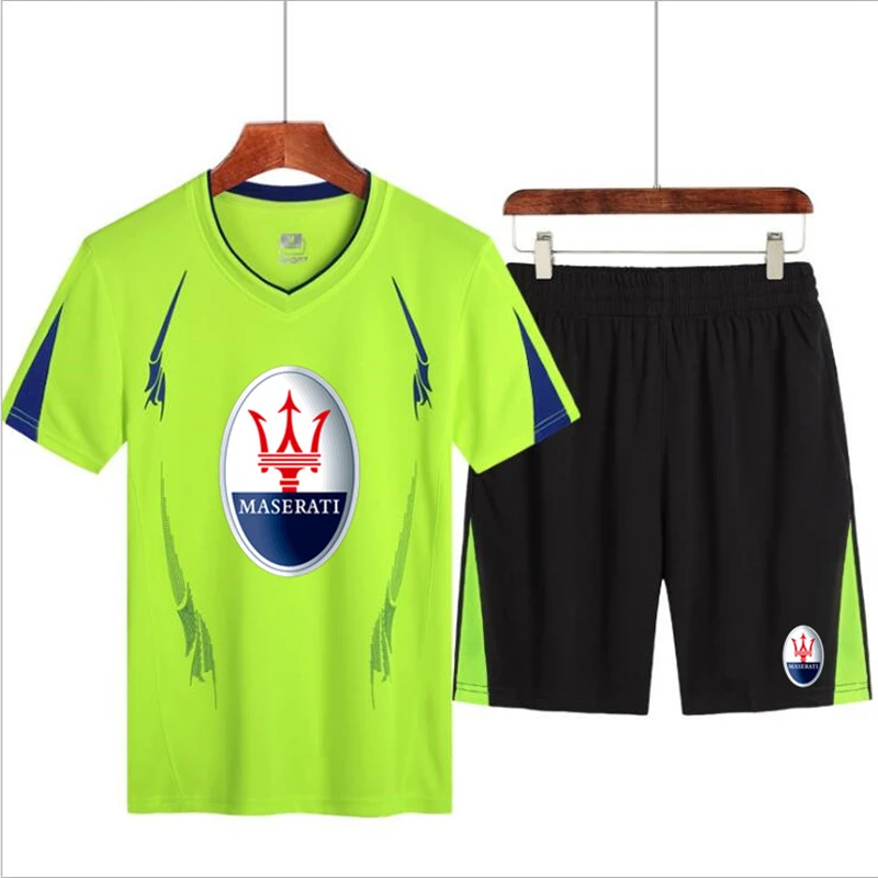 

2021 Summer new men's sports Loose MASERATI Car logo Honda short sleeve + shorts sports suit casual quick-drying suit men