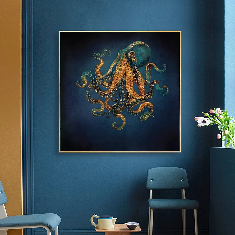 

Jellyfish Octopus Squid Abstract Poster and Prints Wall Art Canvas Painting Ocean Animal Wall Picture For Living Room Home Decor