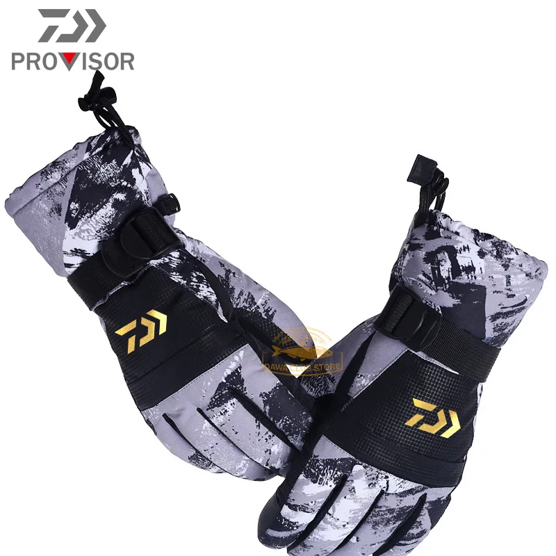 

Рыболовные Перчатки Daiwa, уличные лыжные шерстяные теплые перчатки, зимние Нескользящие рыболовные водонепроницаемые перчатки для рыбалки
