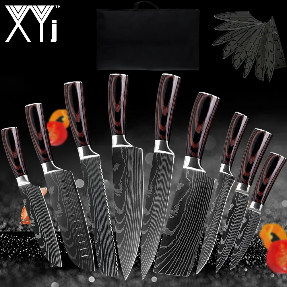 Набор кухонных ножей из нержавеющей стали 12 карманов рулонная сумка Подарочные