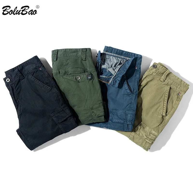 BOLUBAO летние мужские шорты Карго качественные Брендовые однотонные повседневные до колена с несколькими