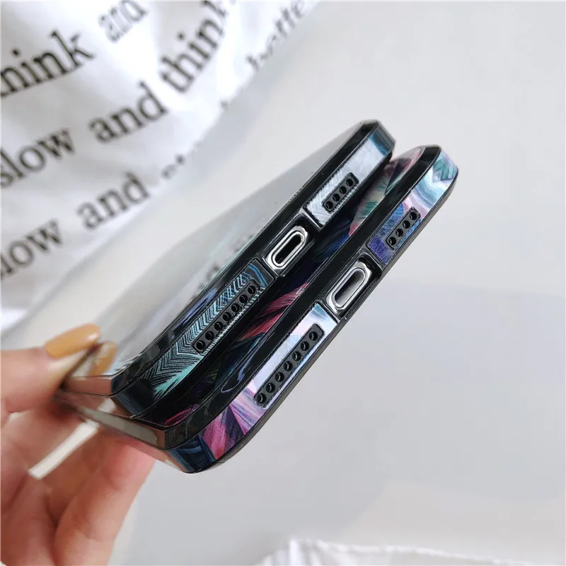 Full Cover Glass Case For iPhone XS Max XR X Colorful Painted Edge Phone Cases 7 6 6S 8 Plus Solid Back |