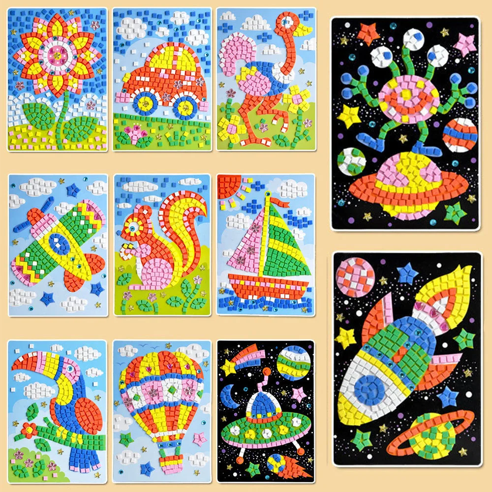 

Kids DIY EVA Foam Stickers Mosaicos Puzzle Drawing Toys For Children Cartoon Animal Traffic Early Educational Arts And Crafts