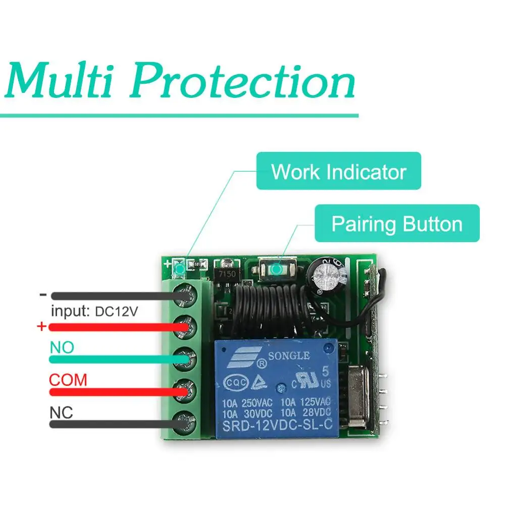 433 mhz universal wireless remote control switch dc 12v 1ch relay receiver module and rf transmitter electronic lock control free global shipping
