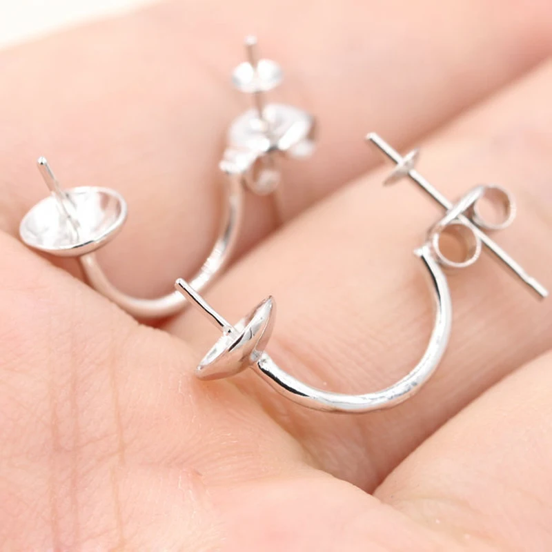 

REGELIN 925 Silver Earring Settings Jewelry Findings Bowl Earring Space 4pcs/lot DIY Fashion Earrings Pure Silver Accessoires