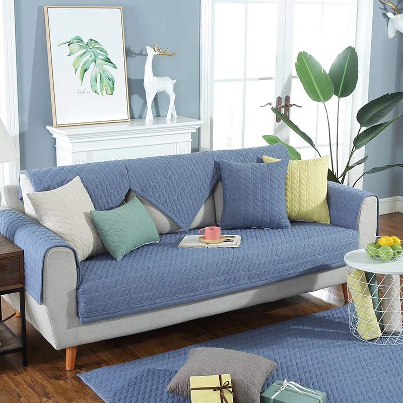 Хлопковый чехол для дивана нескользящий и грязный однотонный диванная подушка