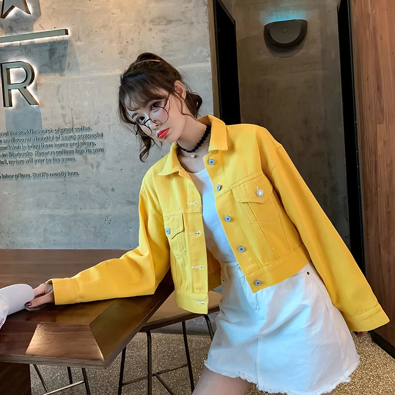 Женская джинсовая куртка с длинным рукавом 6 цветов | одежда