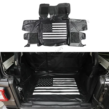 Black USA Flag Tail Box Pet Mat Floor Pad for Jeep Wrangler jl 2018+ 4-Door Car Styling