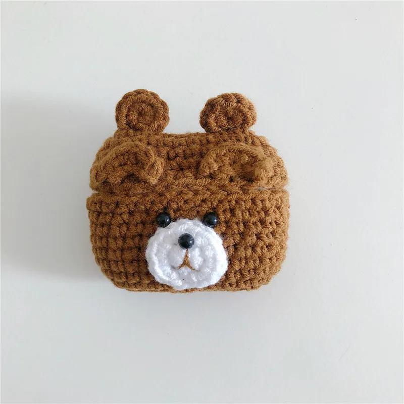 

Brown Bear Protective Knitted Case Skin Sweater Cover Silicone Headset Box Knitting Wool Earphone Cover for AirPods pro 2/3