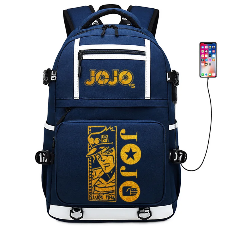 JoJo невероятное приключение с золотым принтом школьная сумка большой дорожный Рюкзак Школьные сумки Oxford для девочек-подростков с рисунком из аниме книжные сумки
