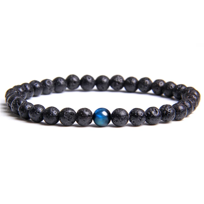 6 мм полированный синий красный тигровый глаз Круглый браслет с бусинами для